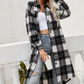 Plaid Belted Button Down Longline Shirt Jacket Ins Street